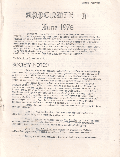 Appendix I. June 1976