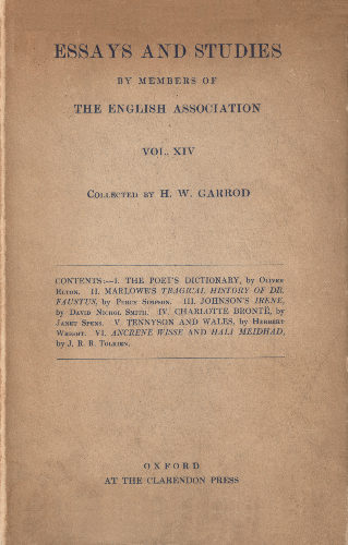 Essays and Studies XIV. 1929