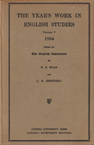 Year's Work in English Studies 1924