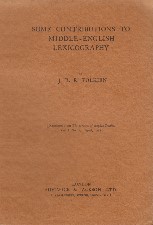 Some Contributions to Middle English Lexicography. 1925. Booklet