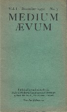 Medium Aevum. 1932. Paperback journal