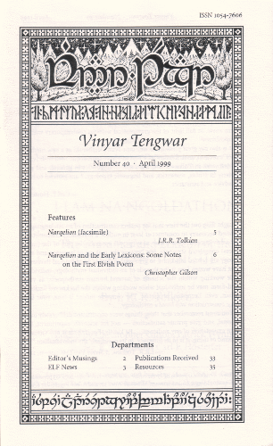 Vinyar Tengwar 40. April 1999