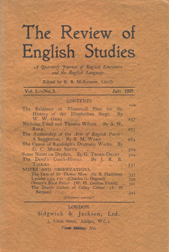 Review of English Studies. July 1925