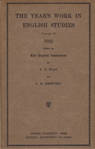 Year's Work in English Studies 1925