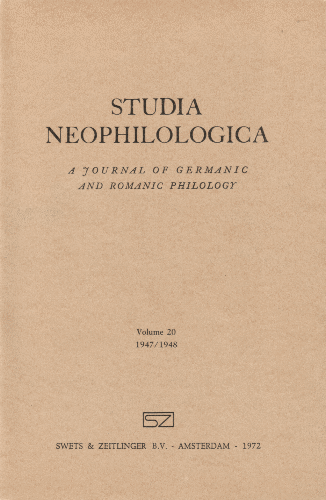 Studia Neophilologica. 1948 Reprint