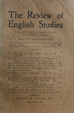 Review of English Studies. April 1925. Paperback journal